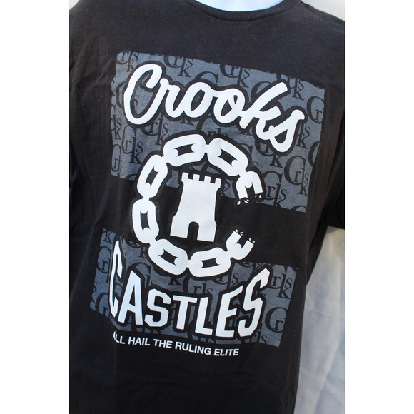 Crooks & Castles T-Shirt Men's L Black All Hail Ruling Elite Streetwear Hip Hop - Picture 3 of 7